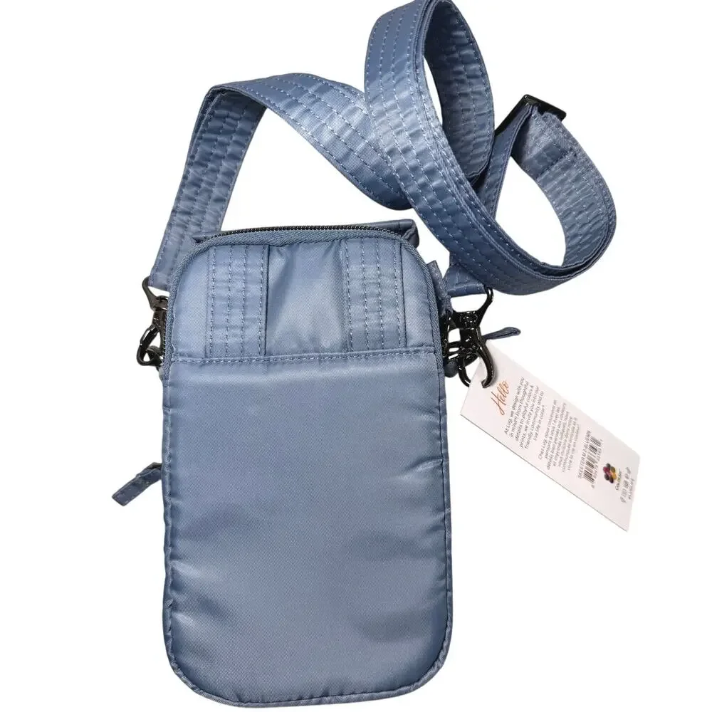 NWT Lug SKEETER MINI M2 Quilted Satin Light Blue Moon Crossbody Convertible Bag